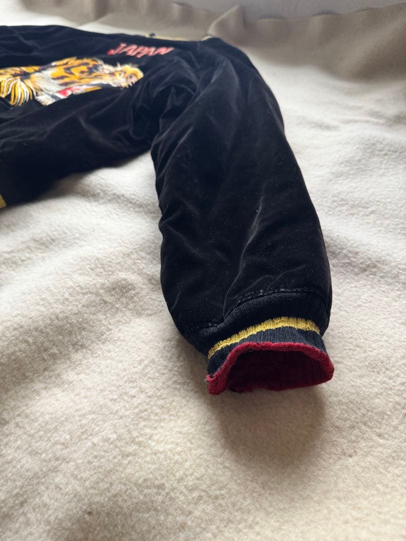 超スペシャル 50s ヴィンテージ スカジャン 別珍 黒 顔虎 鷹 富士山