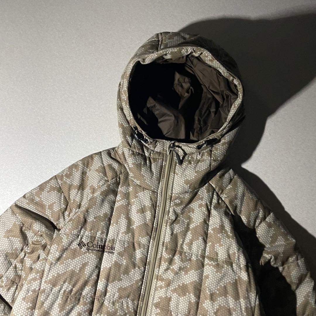 コロンビア hooded puffer jacket ハニカム　迷彩　XL 短丈