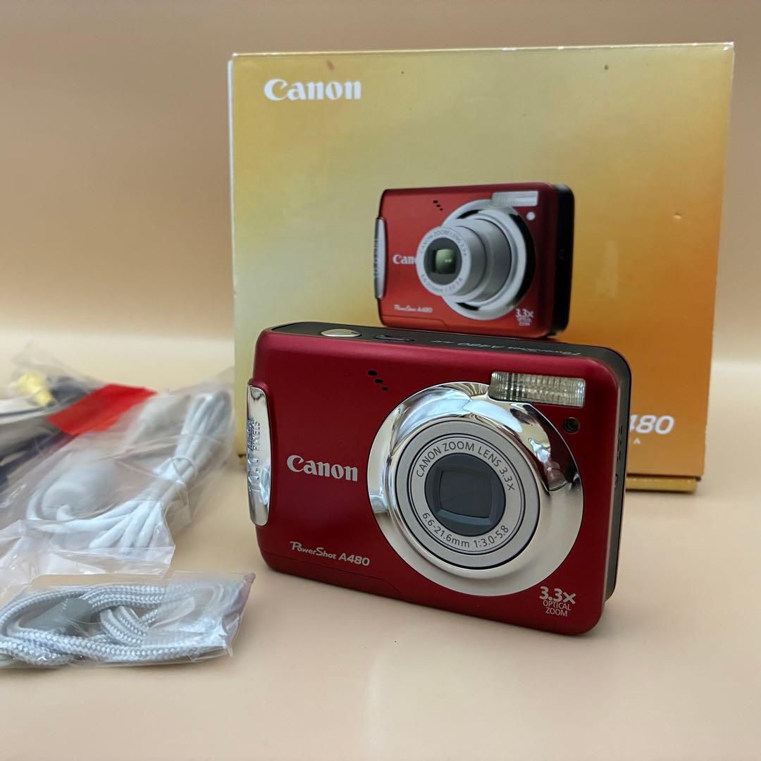 ★極美品★ Canon PowerShot A480 レッド 単3電池 箱