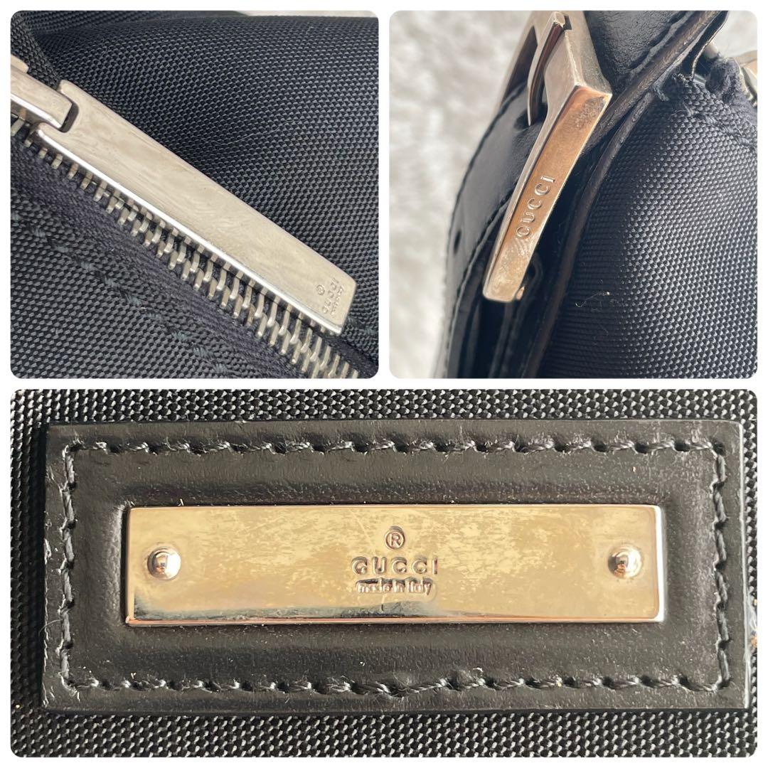 美品✨GUCCI ワンショルダー ボストンバッグ ナイロン GG柄 ロゴプレート