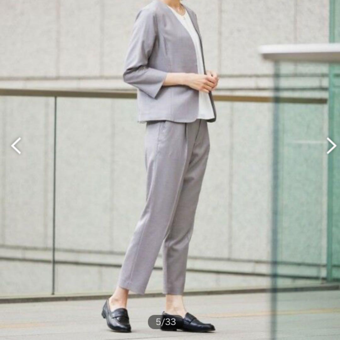 美品　ジェイプレス セットアップ ストレッチ　ノーカラー テーパード　洗える