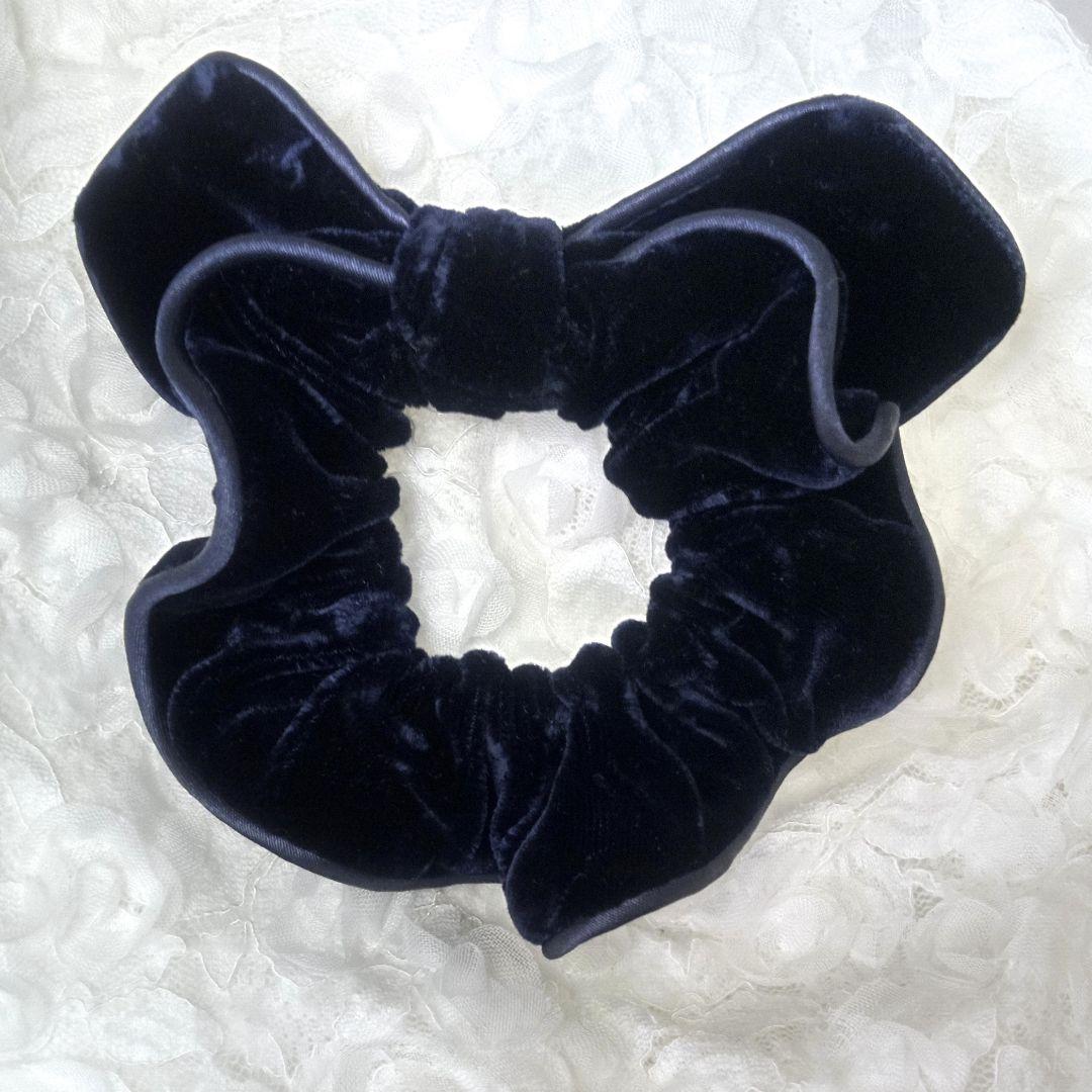 新品同様 アレクサンドルドゥパリ ベルベット リボン シュシュ 紺色