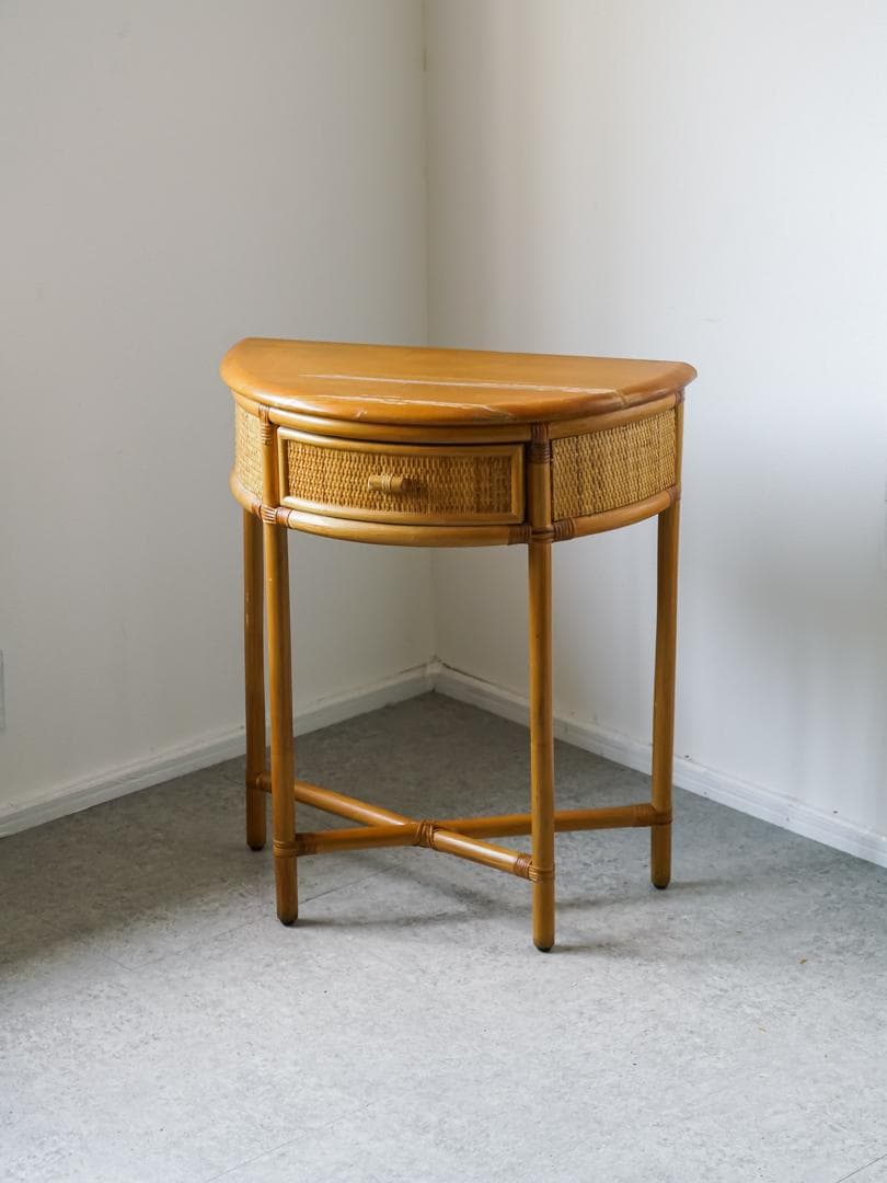 vintage コンソール サイドテーブル 藤家具 ラタン　和モダン レトロ