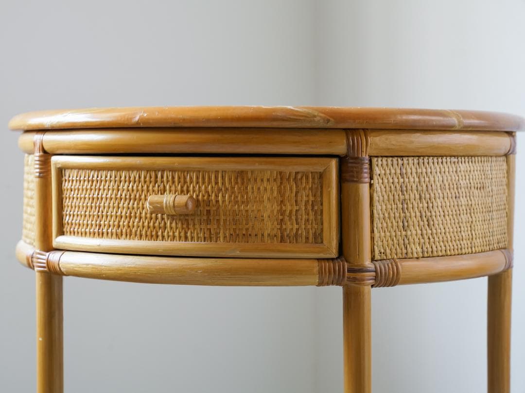 vintage コンソール サイドテーブル 藤家具 ラタン　和モダン レトロ