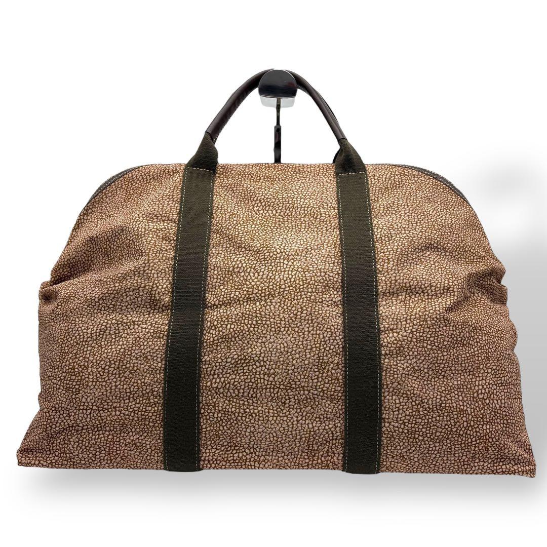 ボルボネーゼ ボストンバッグ トートバッグ 腕掛け ナイロン ブラウン うずら柄