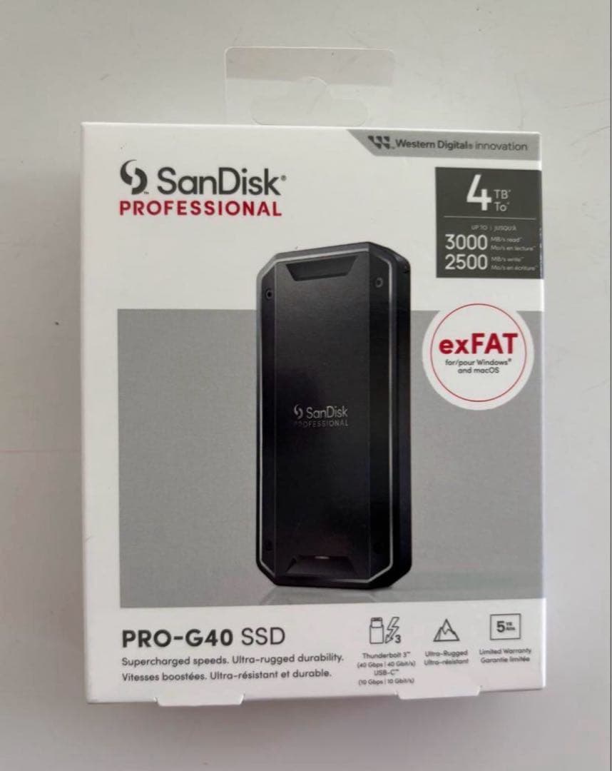 サンディスクプロフェッショナルポータブルSSD 4TB PRO-G40 SSD