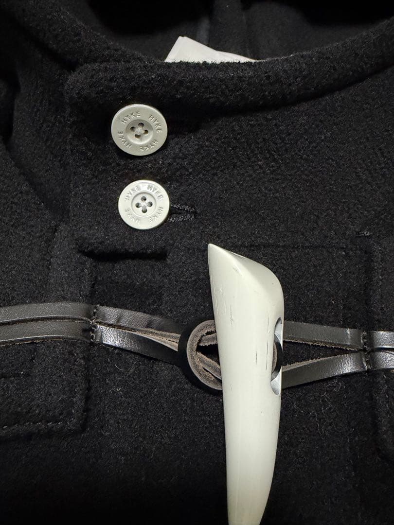 【未使用品サイズ1 】HYKE 白トグル ウール ダッフルコート