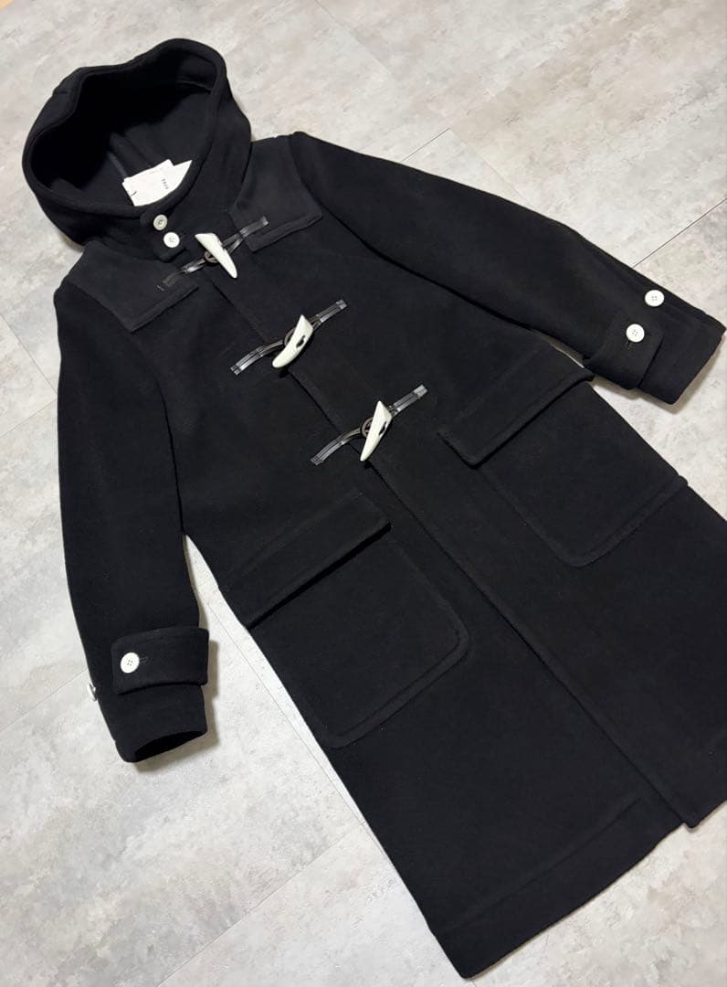 【未使用品サイズ1 】HYKE 白トグル ウール ダッフルコート