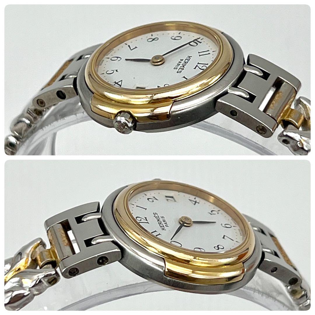 新品電池✨　エルメス　ウィンザー　腕時計　コンビ　ホワイト文字盤　レディース