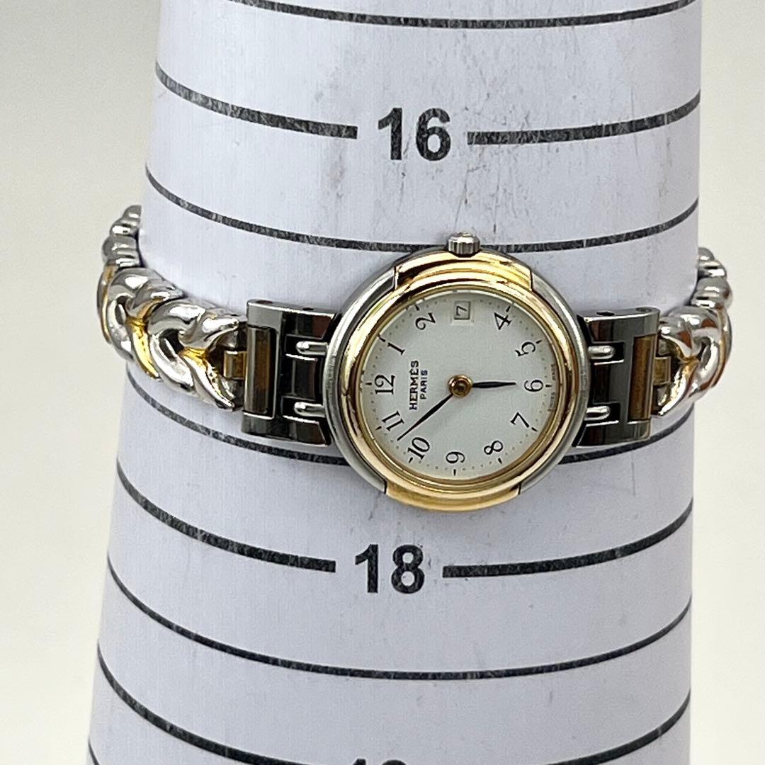 新品電池✨　エルメス　ウィンザー　腕時計　コンビ　ホワイト文字盤　レディース
