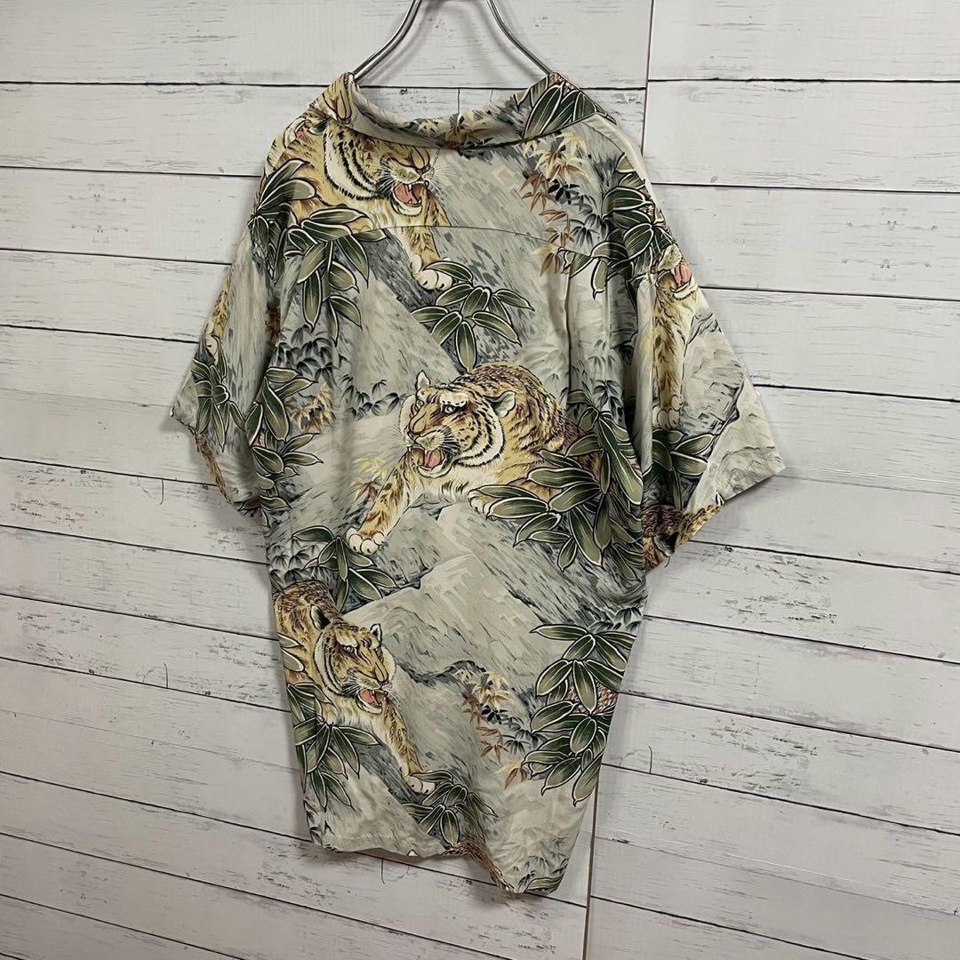 1【人気Lサイズ】サンサーフ☆総柄 タイガー 大人気モデル アロハシャツ119