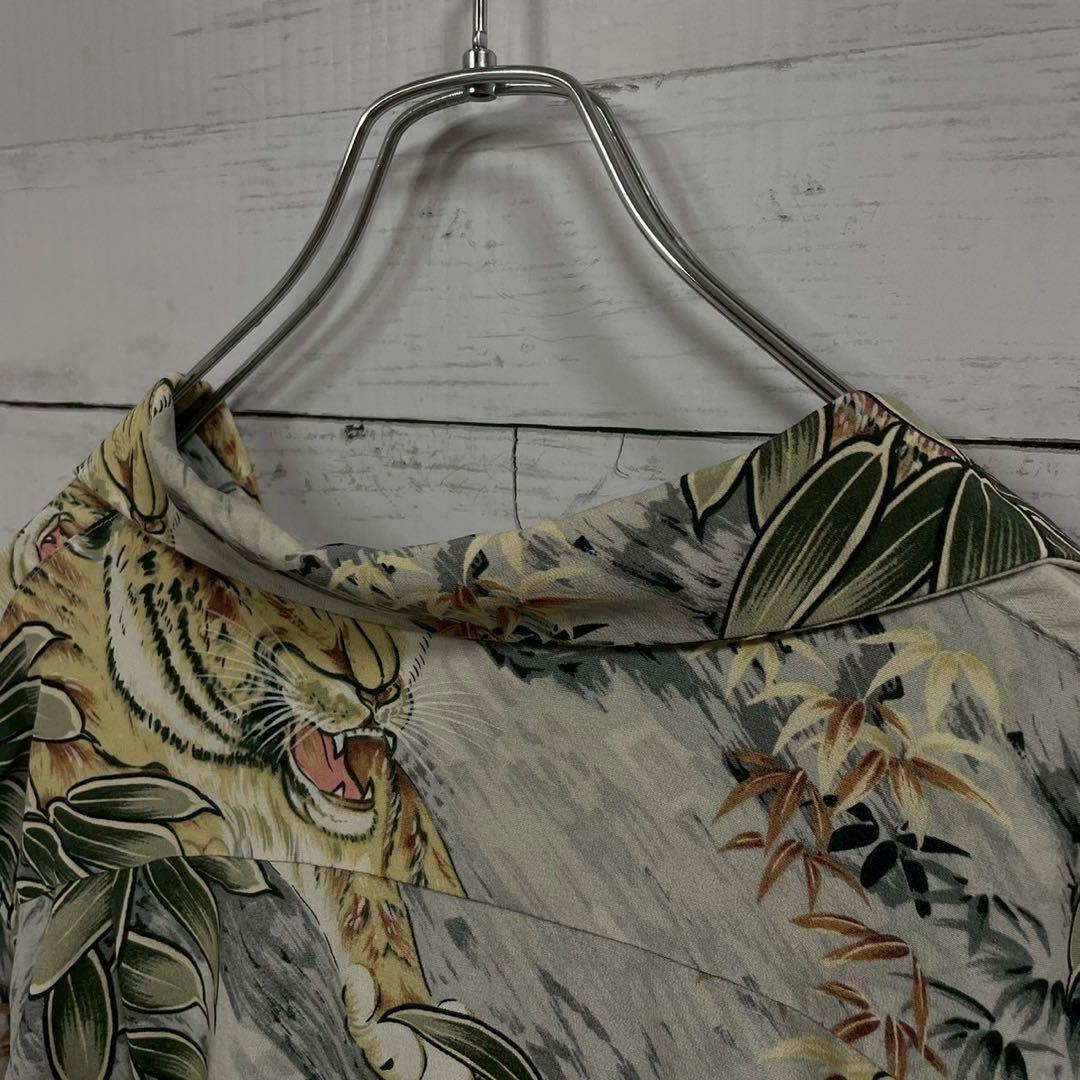 1【人気Lサイズ】サンサーフ☆総柄 タイガー 大人気モデル アロハシャツ119