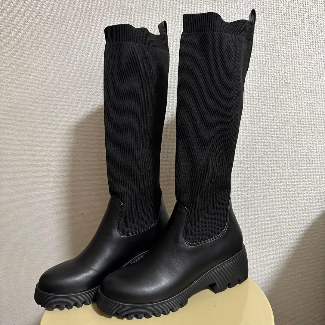 イシカワラボ　EVOL×HITOMI ニットロングブーツ