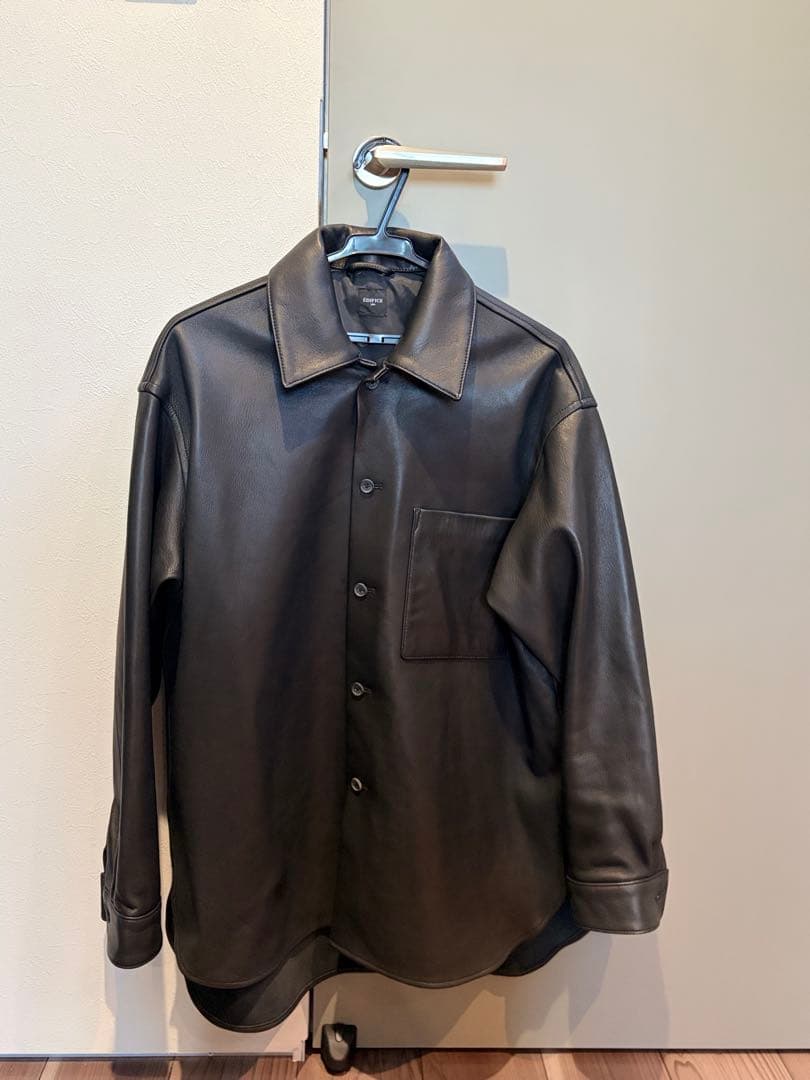 EDIFICE ネイキッドラムレザーカラーシャツ　ブラック　羊革　Mサイズ