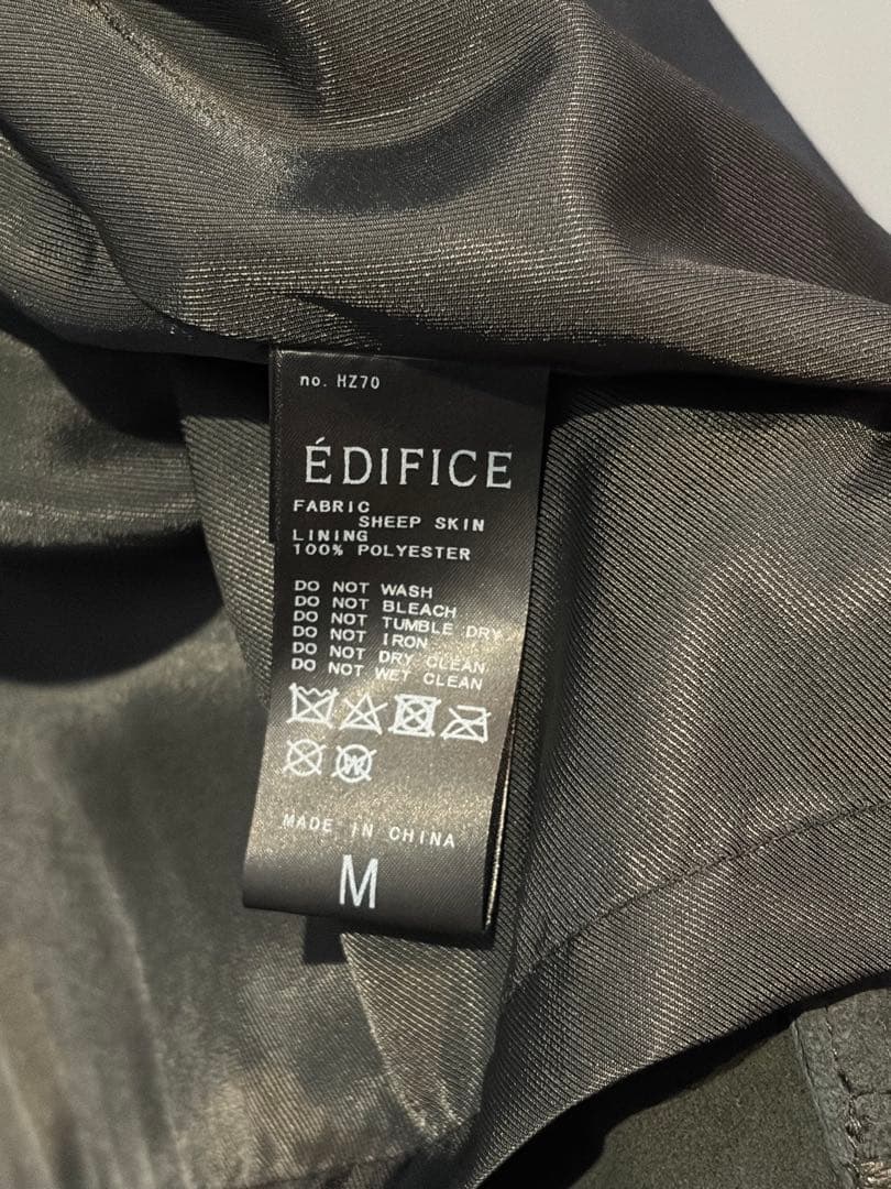 EDIFICE ネイキッドラムレザーカラーシャツ　ブラック　羊革　Mサイズ