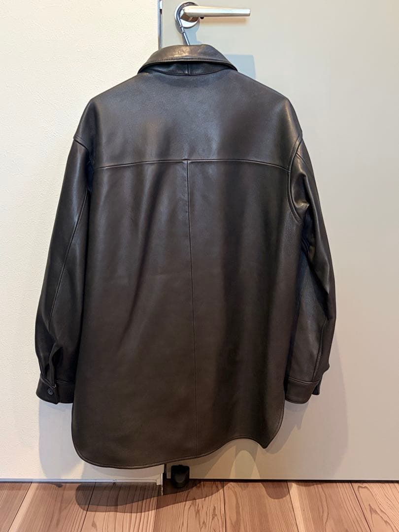 EDIFICE ネイキッドラムレザーカラーシャツ　ブラック　羊革　Mサイズ