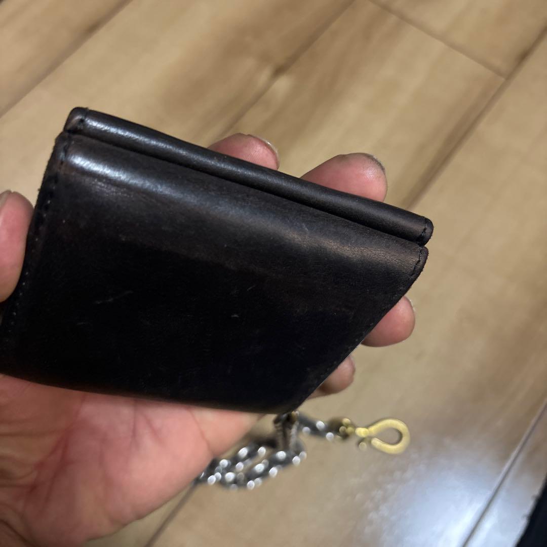 茶芯　ショット　schott 三つ折り財布　ウォレットチェーン　アメカジ　古着