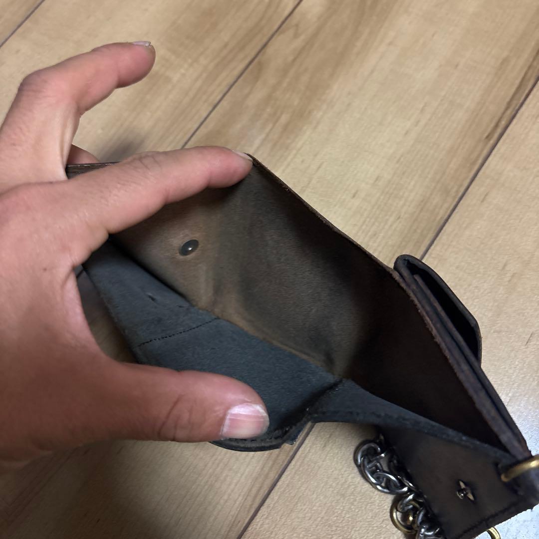 茶芯　ショット　schott 三つ折り財布　ウォレットチェーン　アメカジ　古着