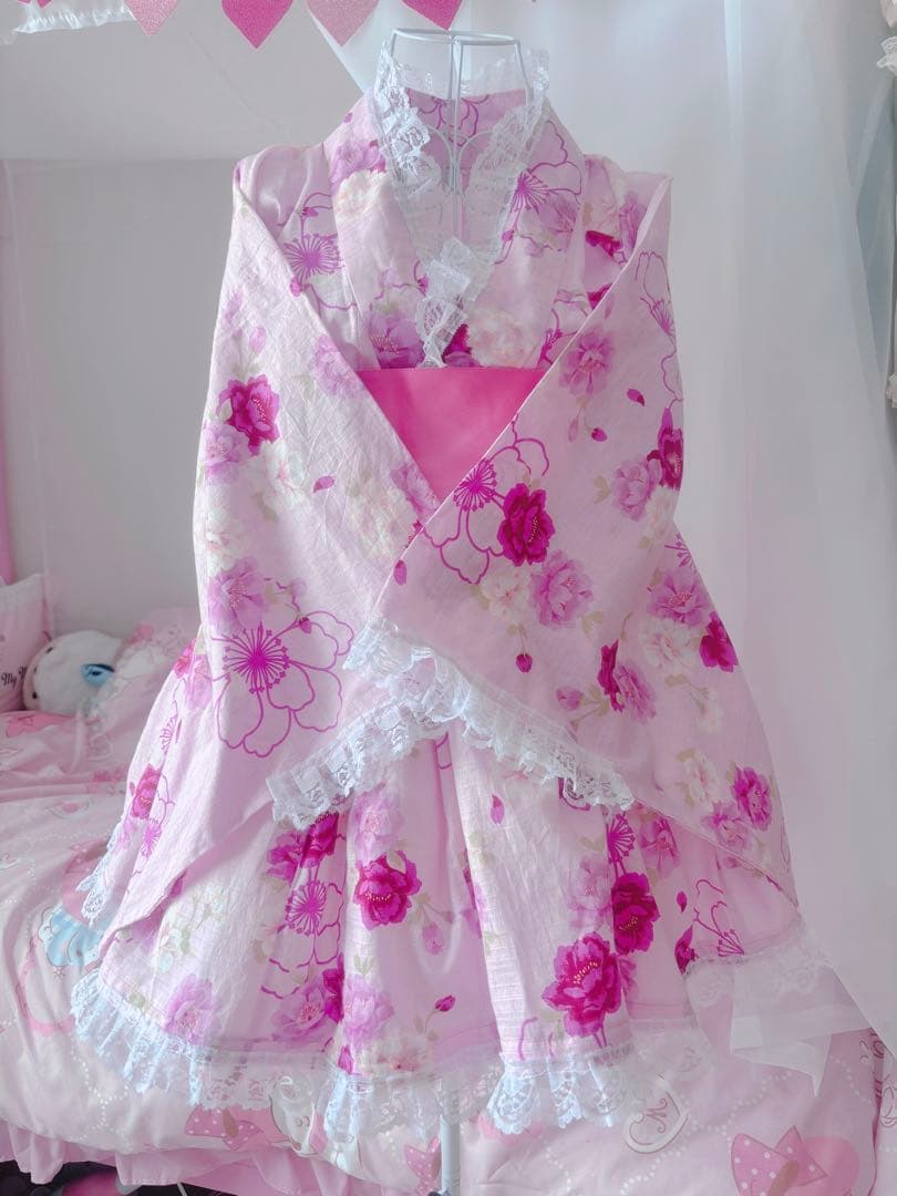 花柄 ピンク 浴衣