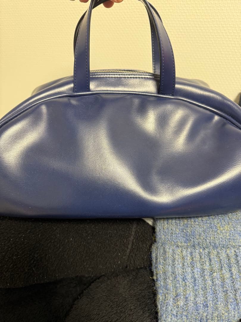 comme des garcons レザーボストンバッグ　ネイビー