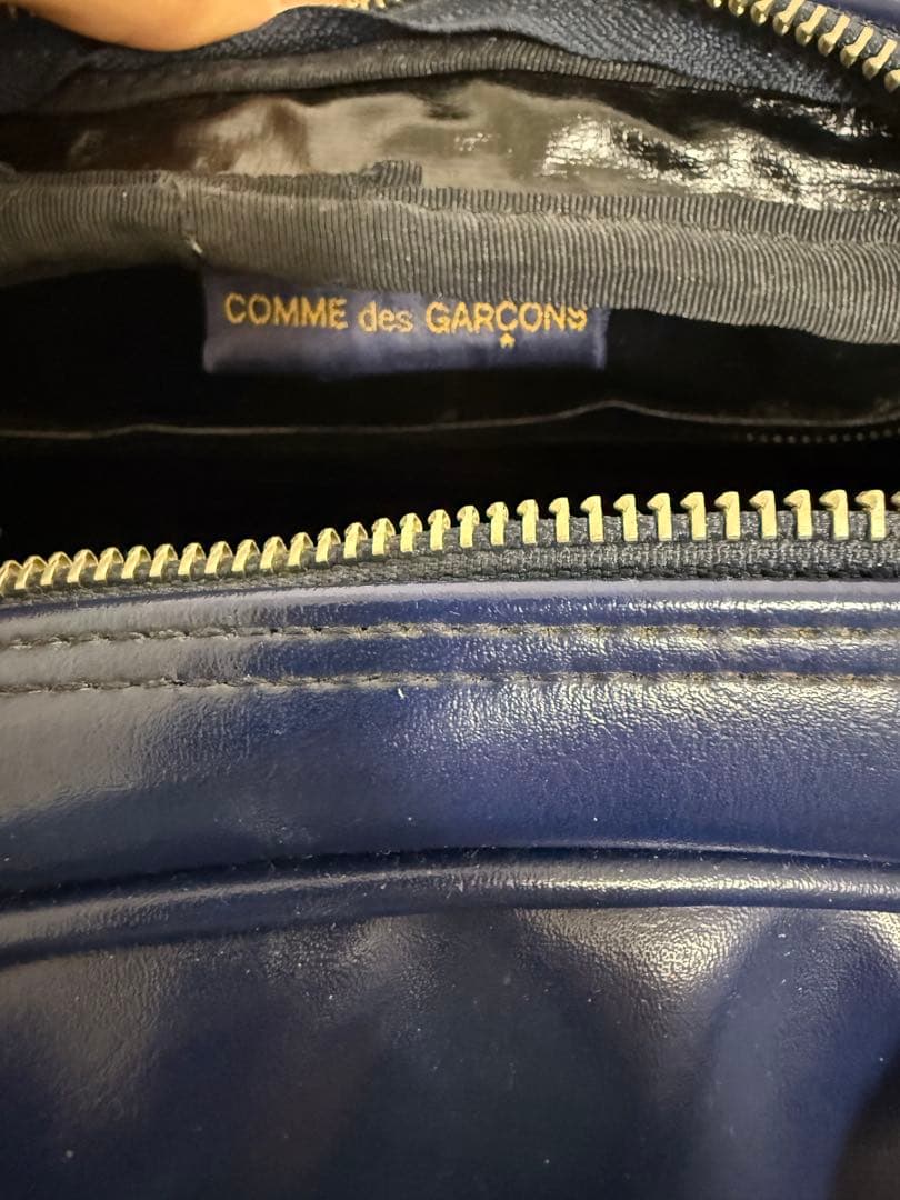 comme des garcons レザーボストンバッグ　ネイビー