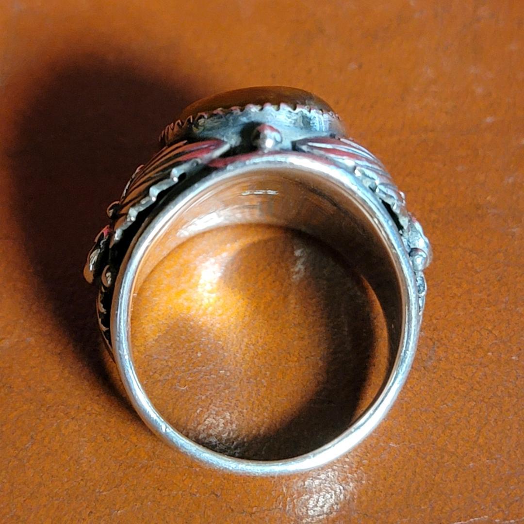 銀の指輪 ビンテージ品 シルバー925 ナバホ シルバーリング タイガーアイ