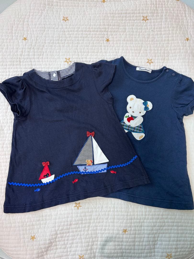 ファミリア　familiar トップスセット　100 ネイビー　マリン　くま