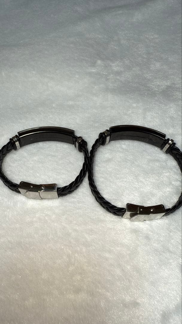 セリコパラサイト隕石 レザー編み×ステンレス ブレスレット メンズサイズ