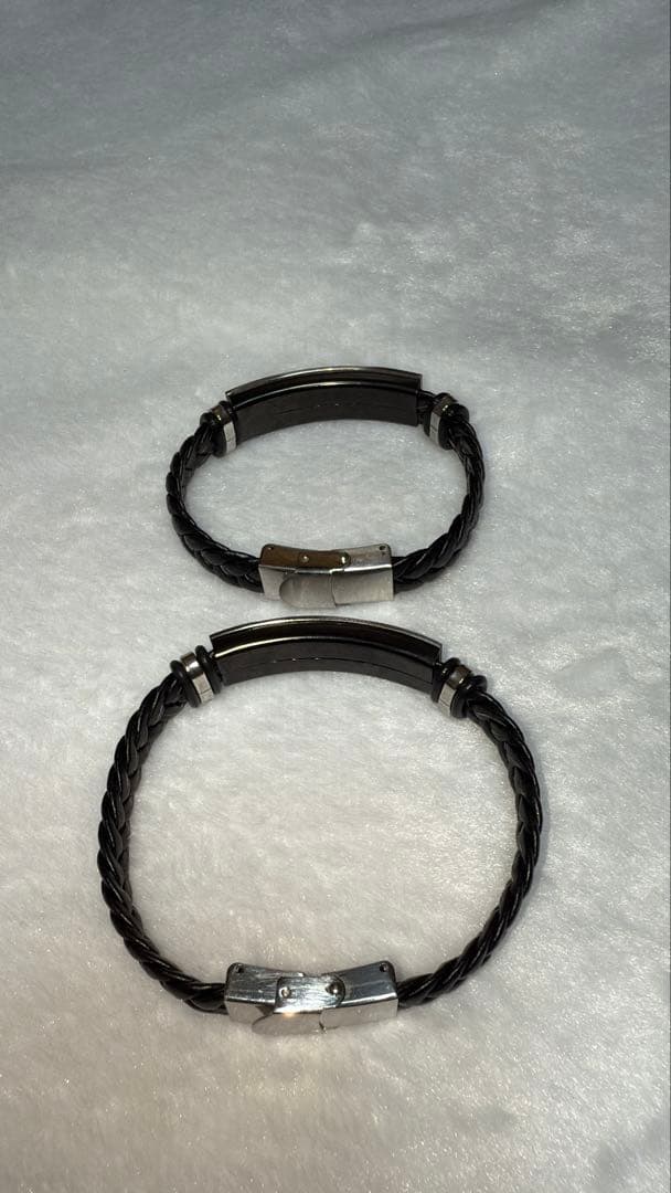 セリコパラサイト隕石 レザー編み×ステンレス ブレスレット メンズサイズ