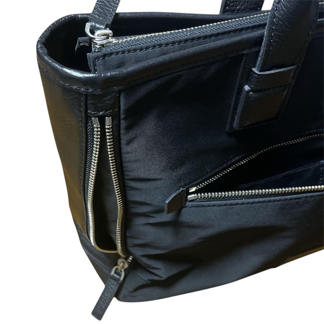 新品   トートバッグ レザー×ナイロン ブラック A4