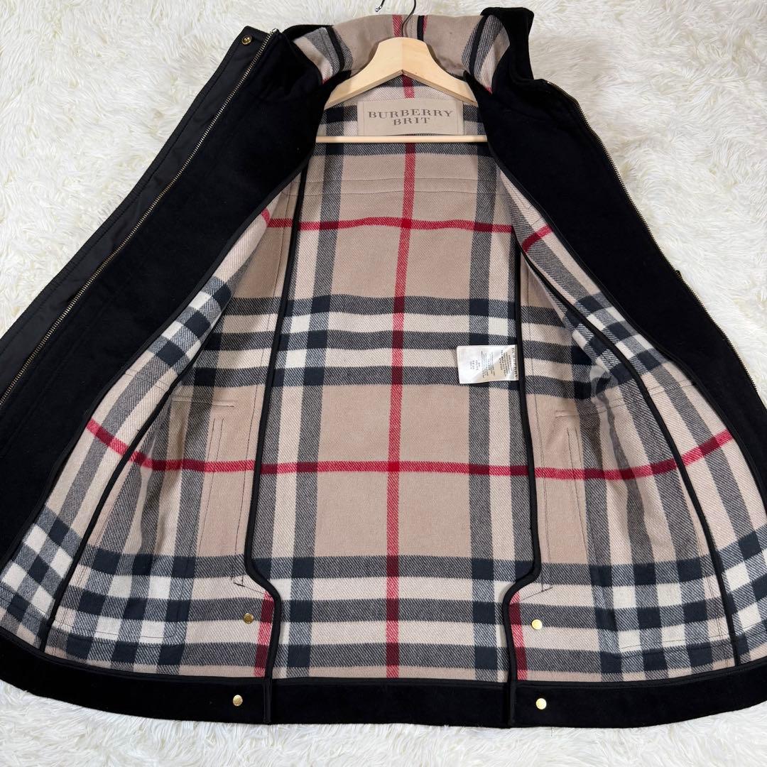 【極美品】バーバリーブリット　ダッフルコート　メガチェック　金ボタン　黒　S