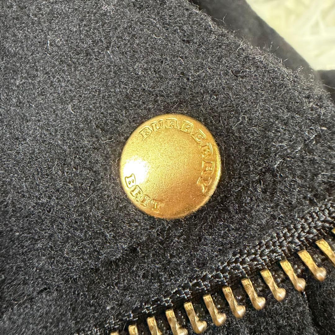 【極美品】バーバリーブリット　ダッフルコート　メガチェック　金ボタン　黒　S