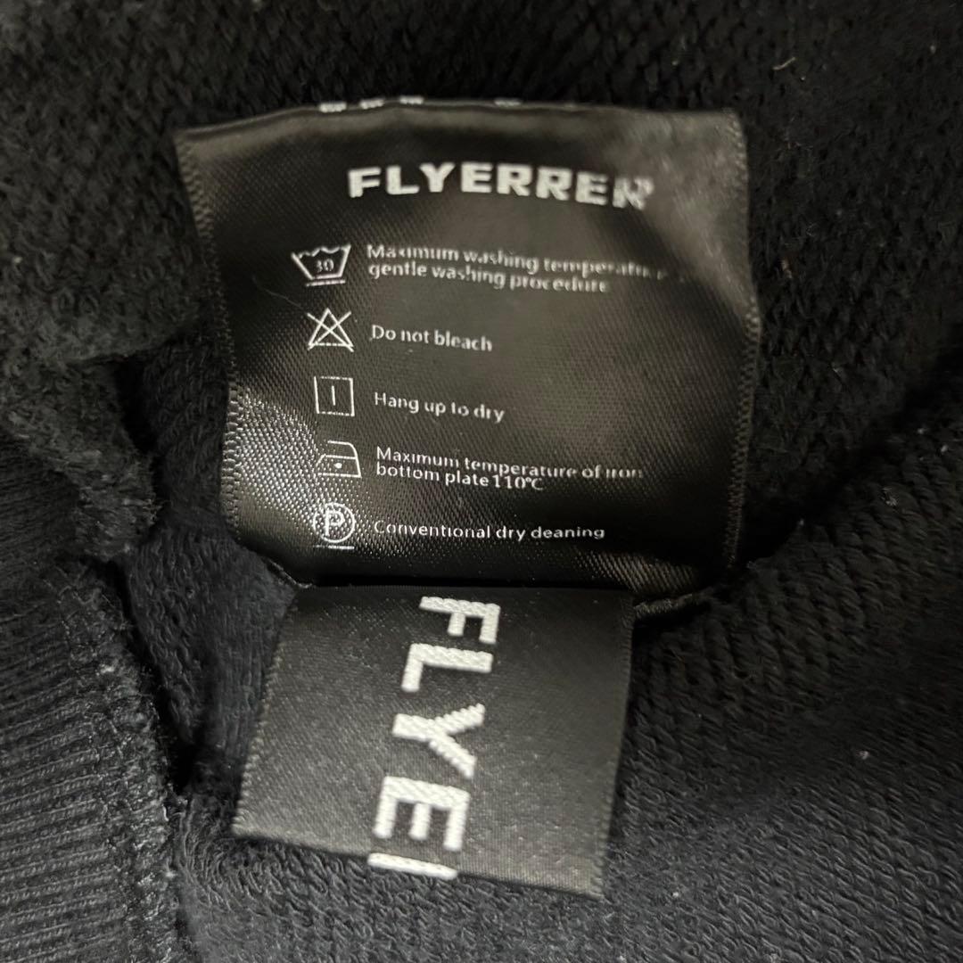 古着 FLYERRER 変形ジップパーカー フーディー ブラック Lサイズ