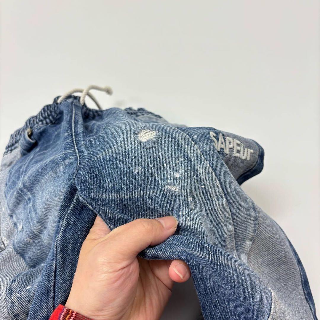 希少 SAPEur KIDS キッズ ヴィンテージ デニム トラック パンツ M
