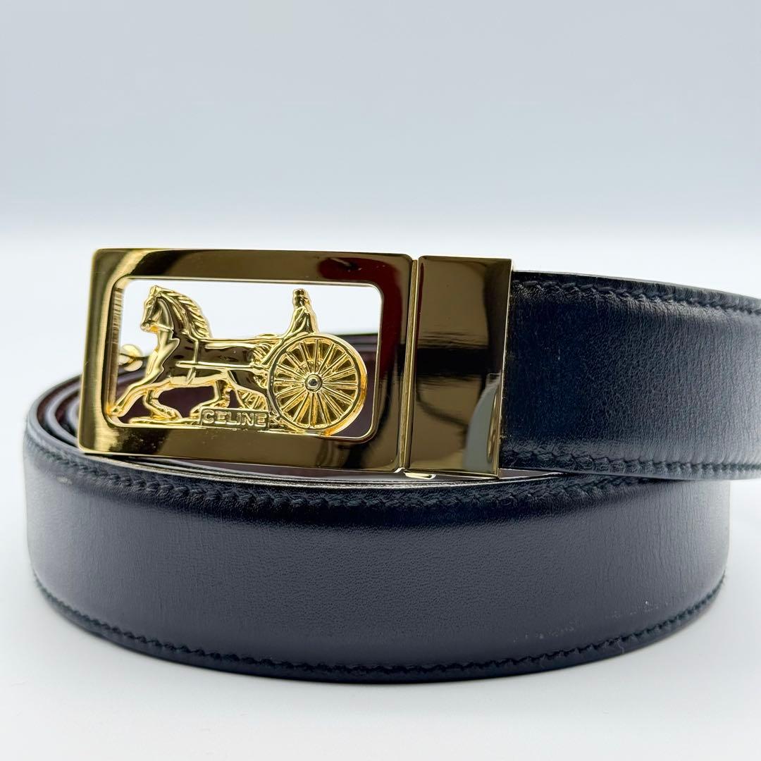 ✨美品✨セリーヌ ベルト 馬車金具 ゴールド金具 レザー 本革 メンズ 紳士
