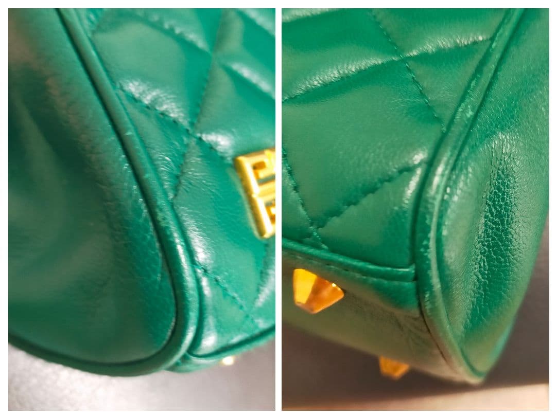 最終値下 GIVENCHY ジバンシー ラムレザー ハンドバッグ 緑 マトラッセ