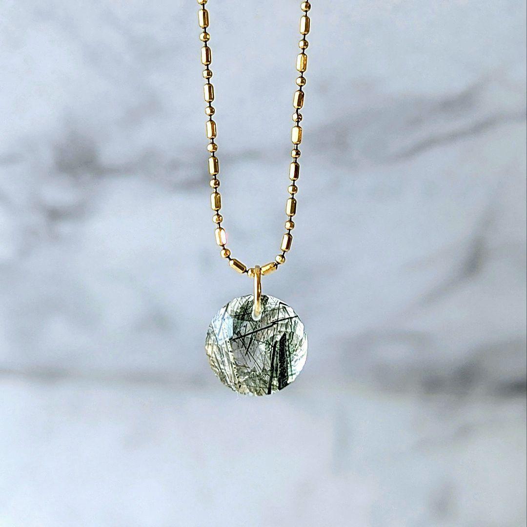 ♢miyumiyu♢K18 グリーンルチル イン クォーツ 4.1ct