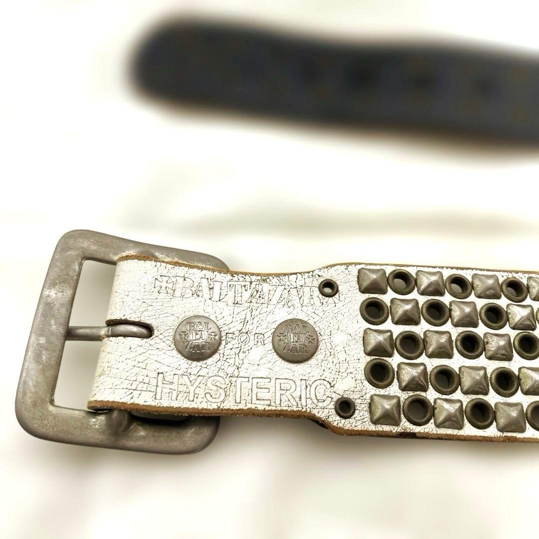 【希少】HYSTERIC✖BALTAZARスタッズ付きベルト　ホワイト/Sサイズ