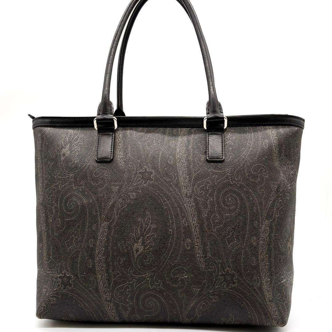 ETRO エトロ トートバッグ ペイズリー PVC レザー 肩掛け A4可 黒