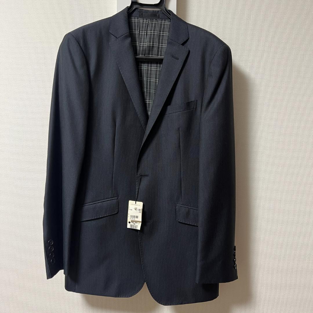 【新品・未使用】ジャケットグレー縦ストライプ（バーバリーブラックレーベル）