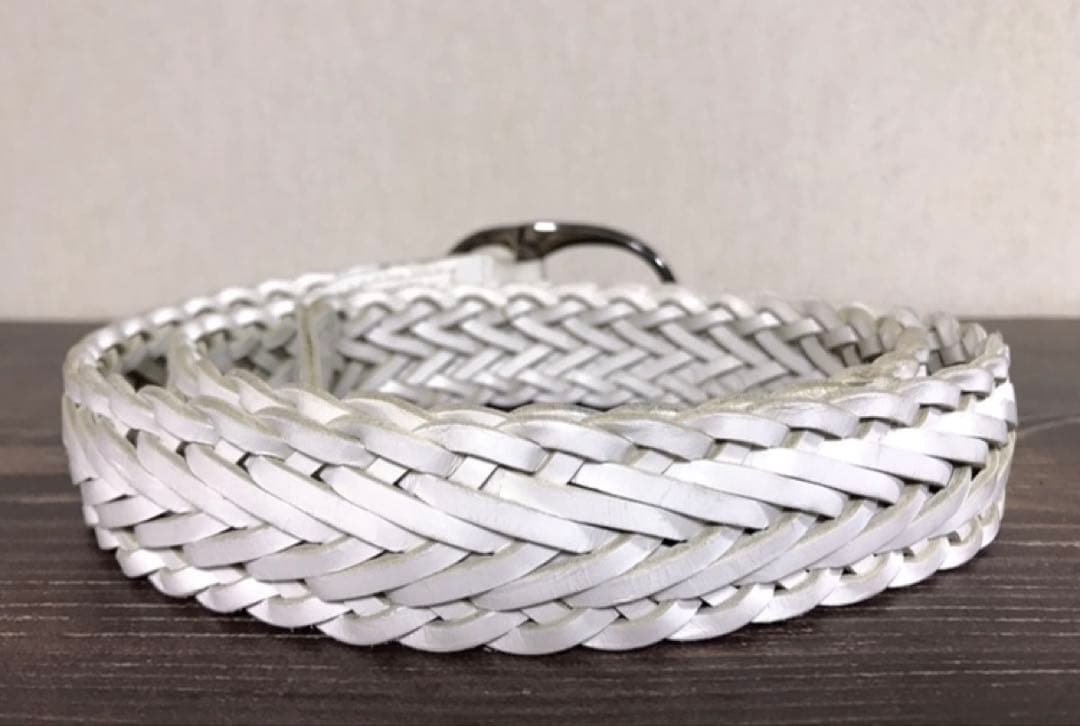 【希少レア】 AKM　 レザーベルト　ホワイト　メッシュ　編込　 エイケイエム