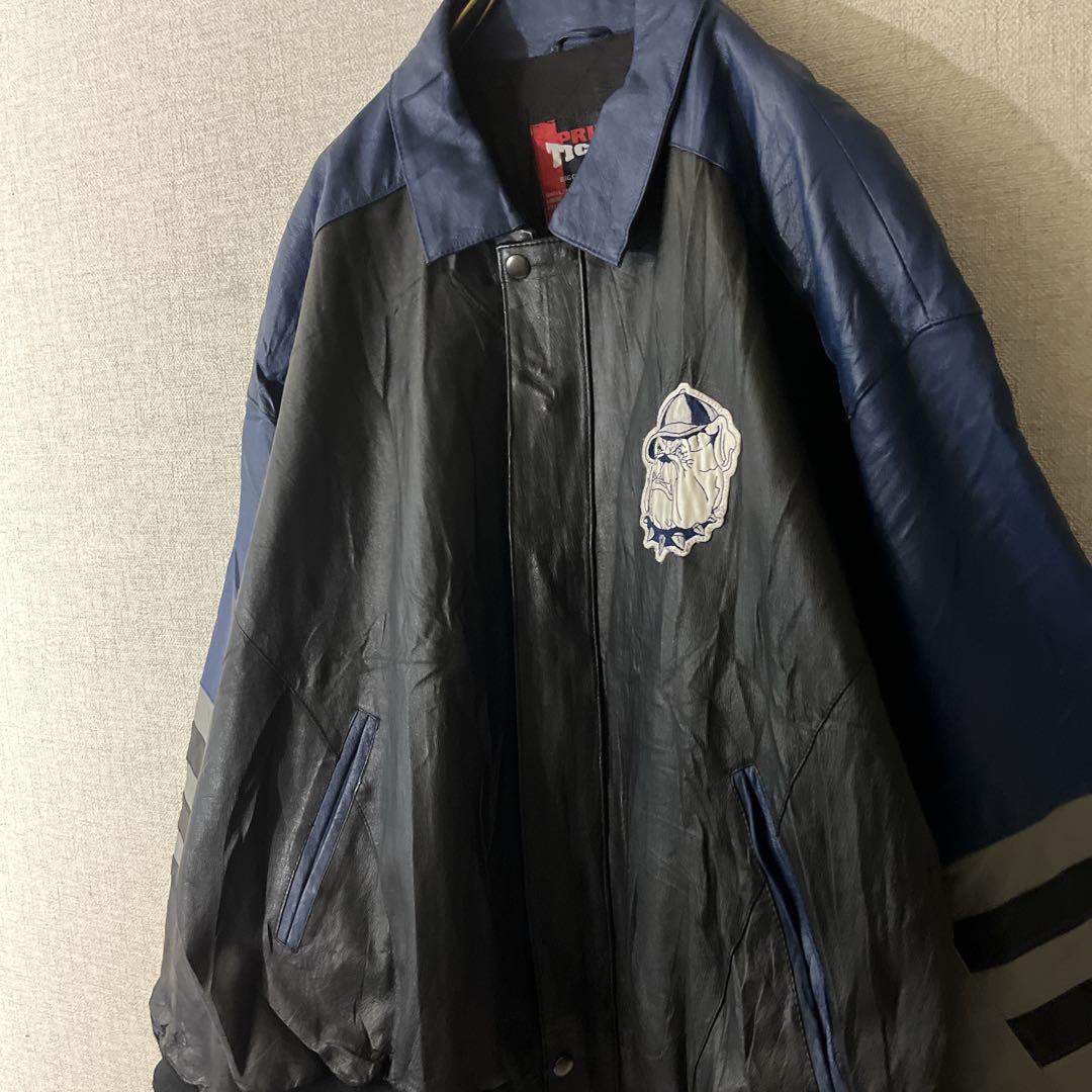 【希少】ジョージタウン・ホヤス 本革 カレッジ レザージャケット ブルドッグ