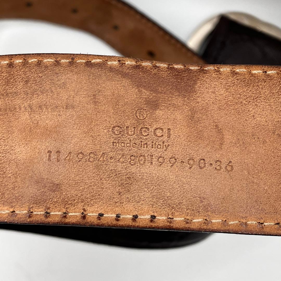 ☆美品☆ GUCCI ベルト インターロッキング GGシマ ブラウン レザー