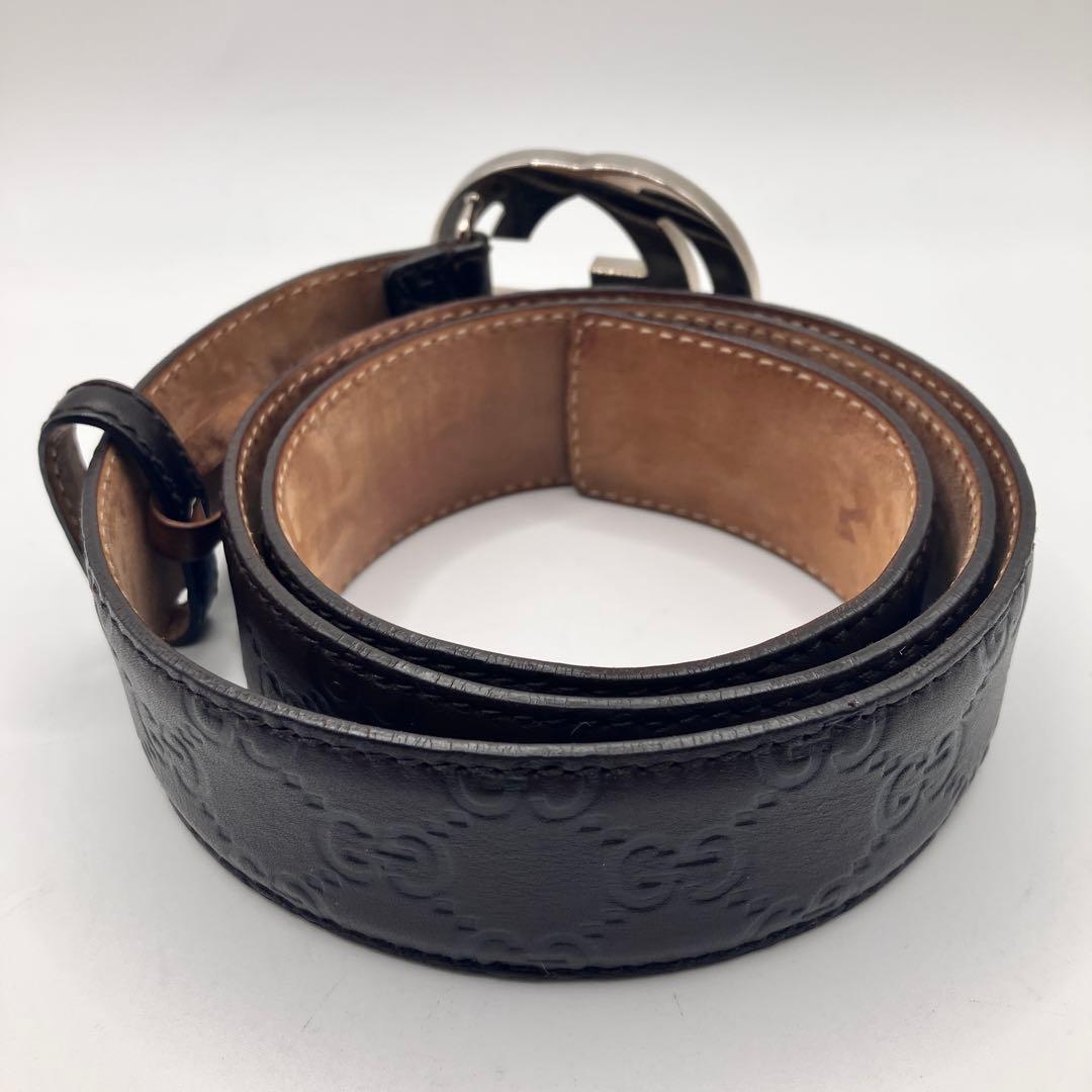 ☆美品☆ GUCCI ベルト インターロッキング GGシマ ブラウン レザー