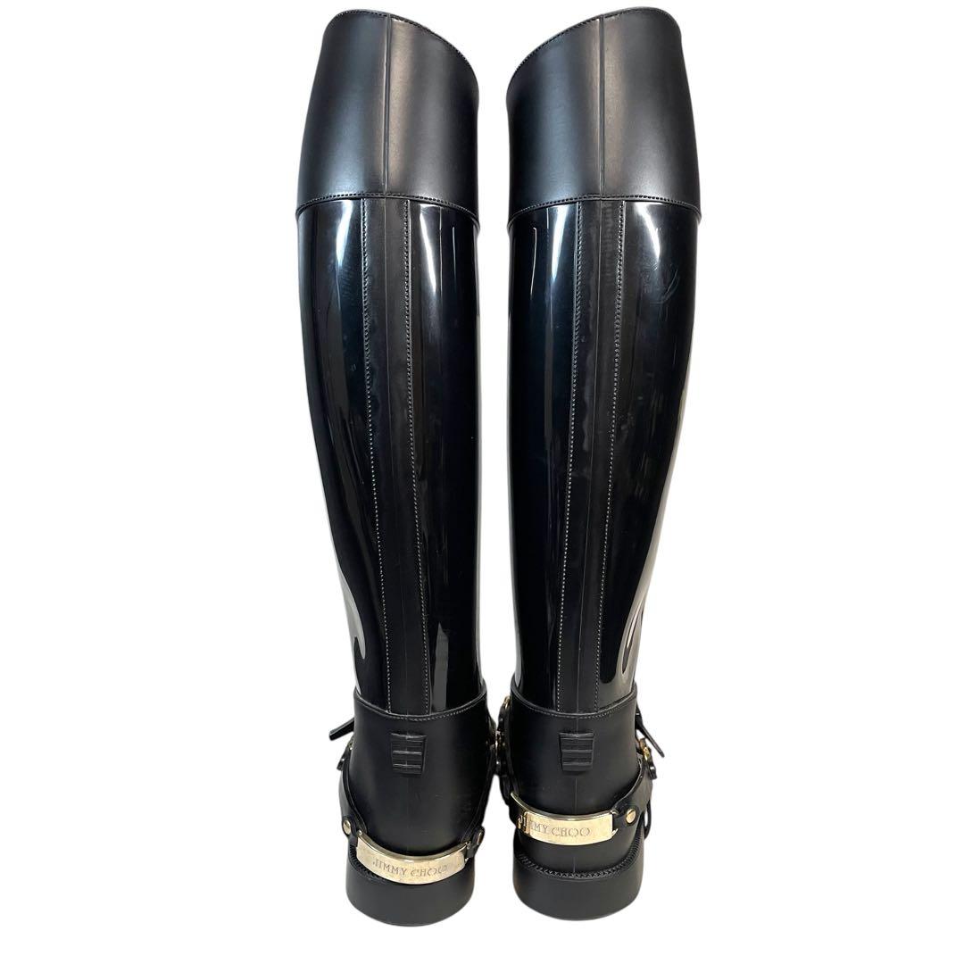 JIMMY CHOO ジミーチュウ レインブーツ ジョッキーブーツ 長靴 黒