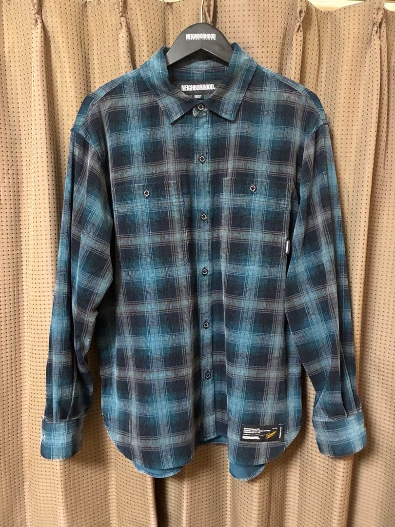 トップス NEIGHBORHOOD CORDUROYCHECKSHIRT BLUE