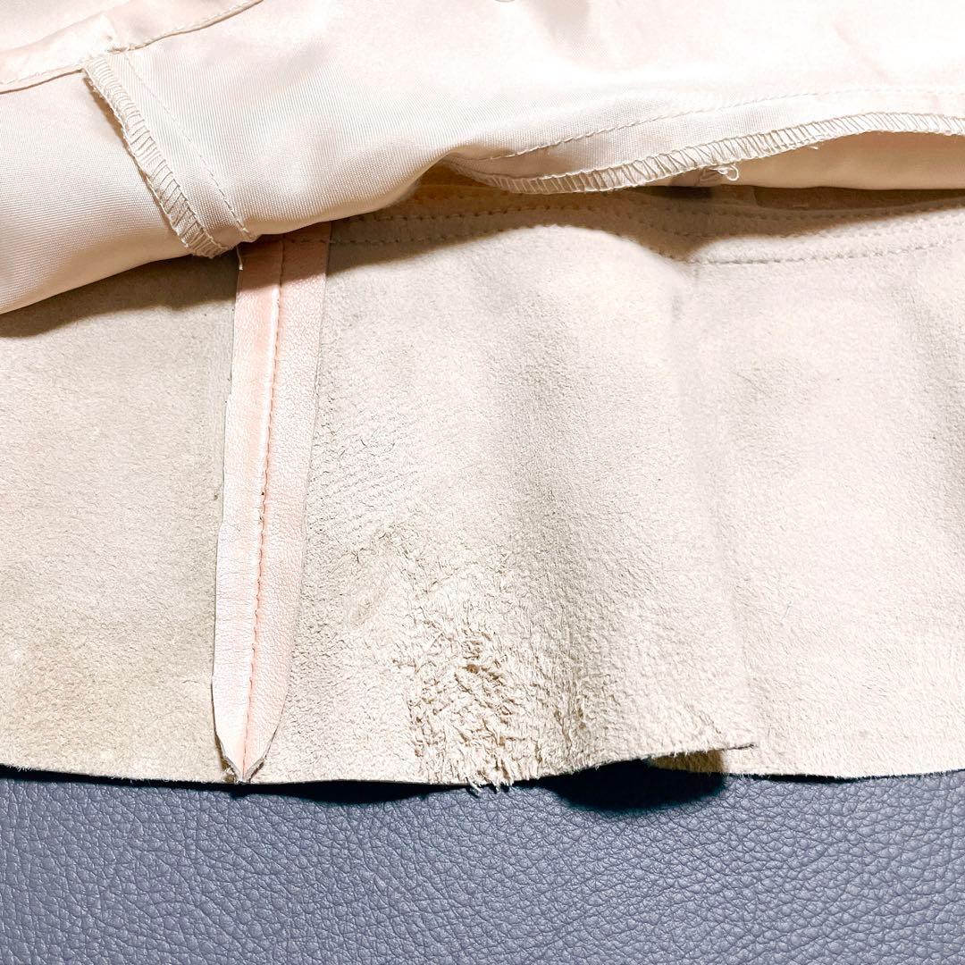 ★美品★バルマン　レザージャケット　ノーカラー　ペプラム　羊革 　9号(578)