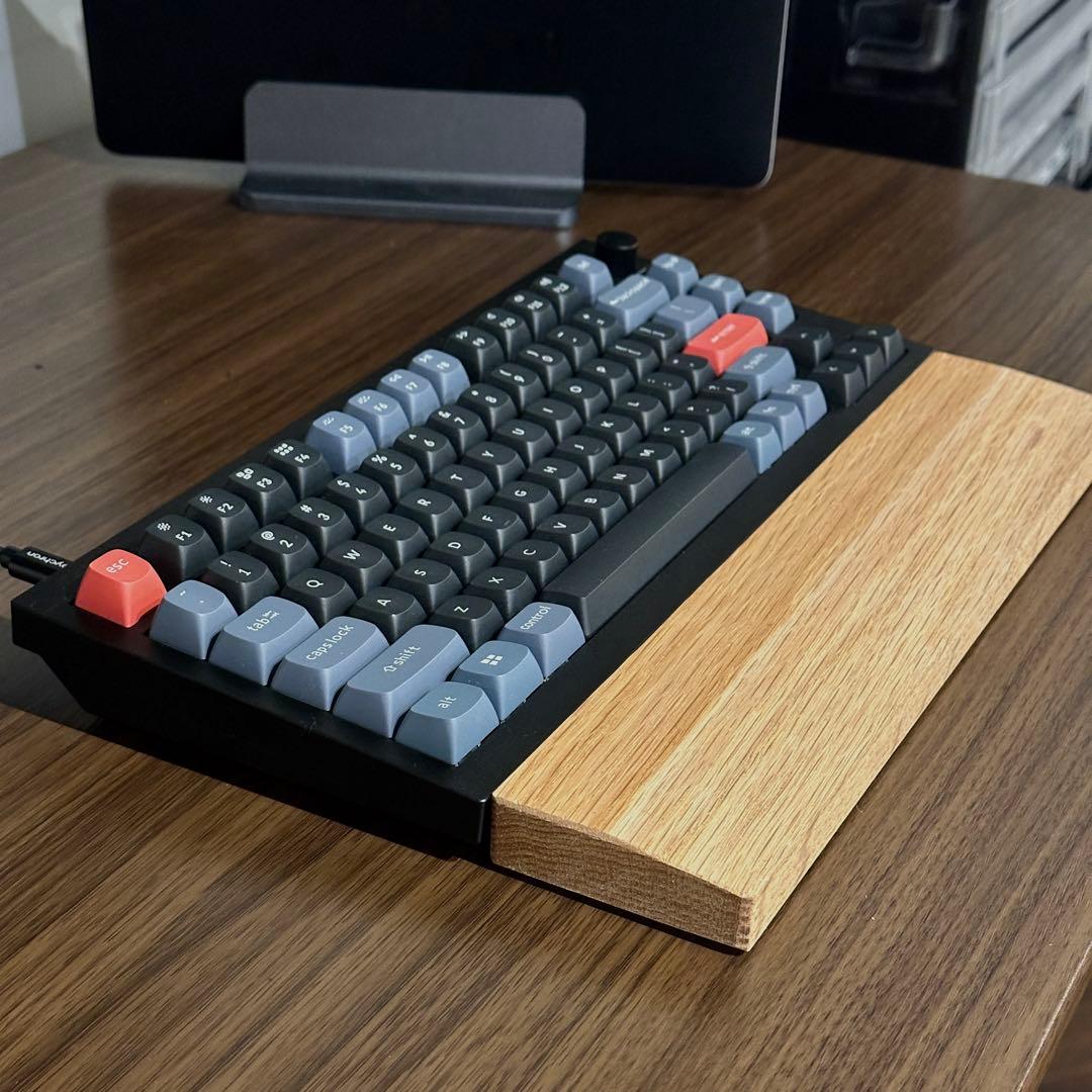 【超静音カスタム】Keychron Q1 V2 ノブ付き＋天然木パームレスト