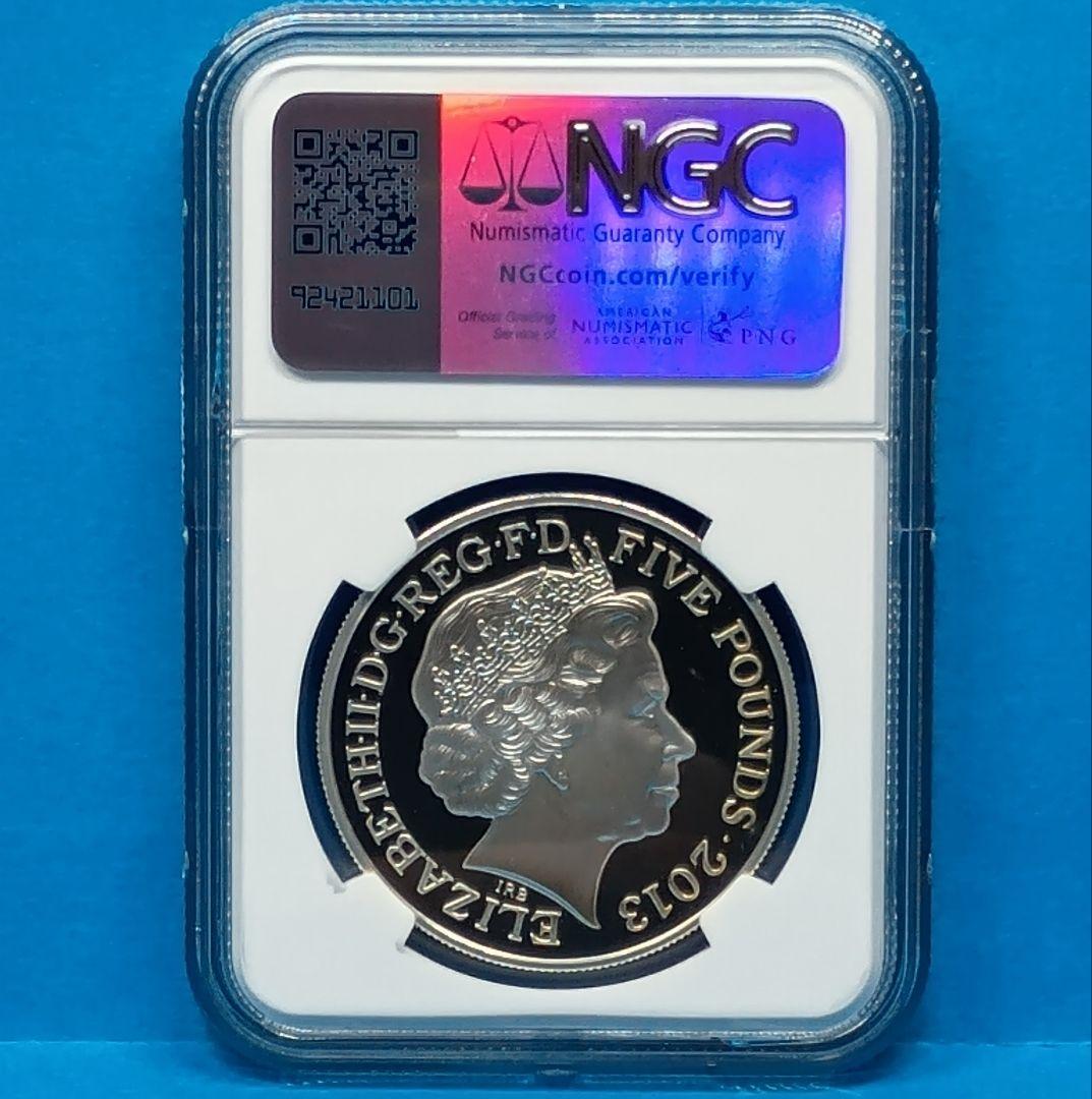 2013 エリザベス女王 戴冠60周年記念 5ポンド 銀貨 NGC PF68UC