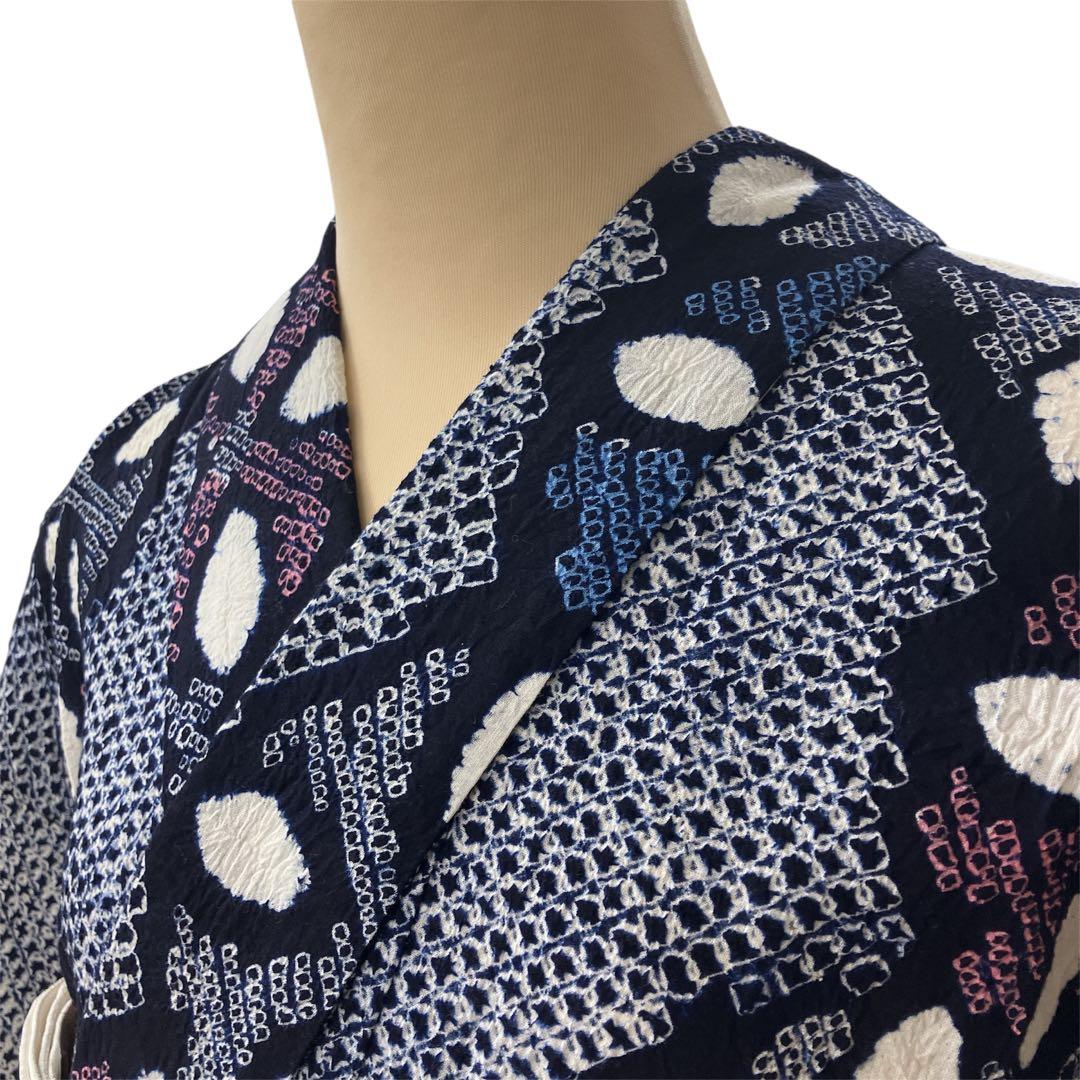 ◎mk-0091　有松鳴海　絞り浴衣　有松絞り　ゆかた　ｋ-7-25